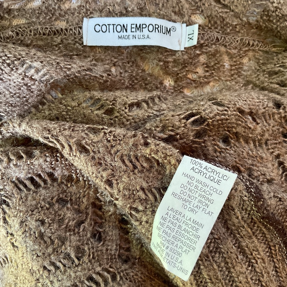 Brown cardigan ⭐️ lace knit pattern ⭐️ open front ⭐️ XL ⭐️ 100% acrylic ⭐️ tan - Picture 3 of 5